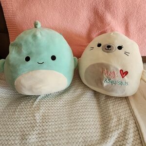 Squishmallows tan and green